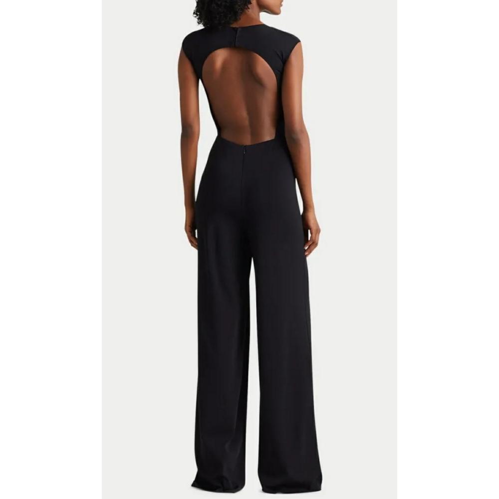 NEW Ralph Lauren Cap-sleeve knit open-back navy blue jumpsuit XS